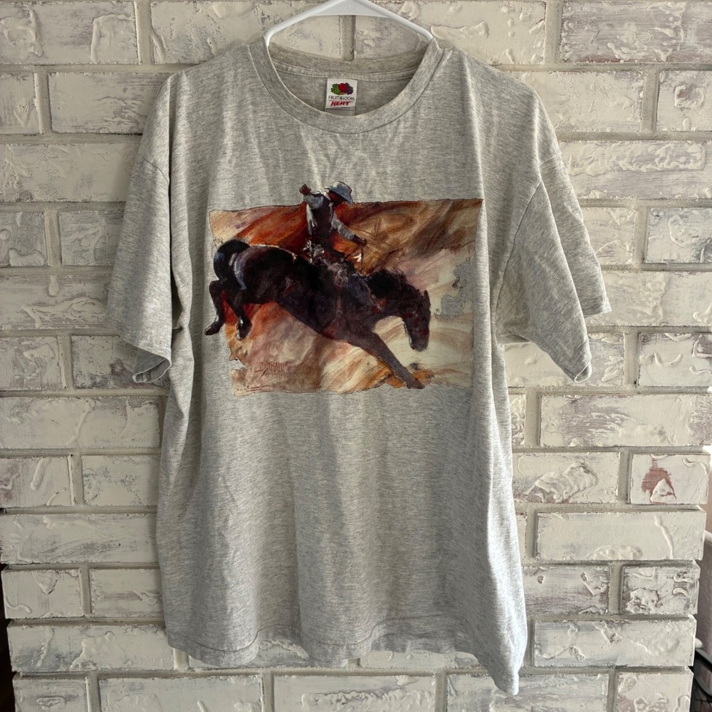 Fruit of the Loom Bucking Horse Sale Miles City MT 2008 T-Shirt Mens XL Gray